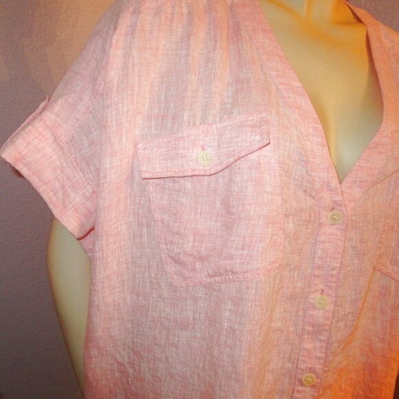 NEW Lafayette 148 LINEN Sublime Justice Size 14 BLOUSE Top BUTTON UP Tunic CLAY - Picture 3 of 11